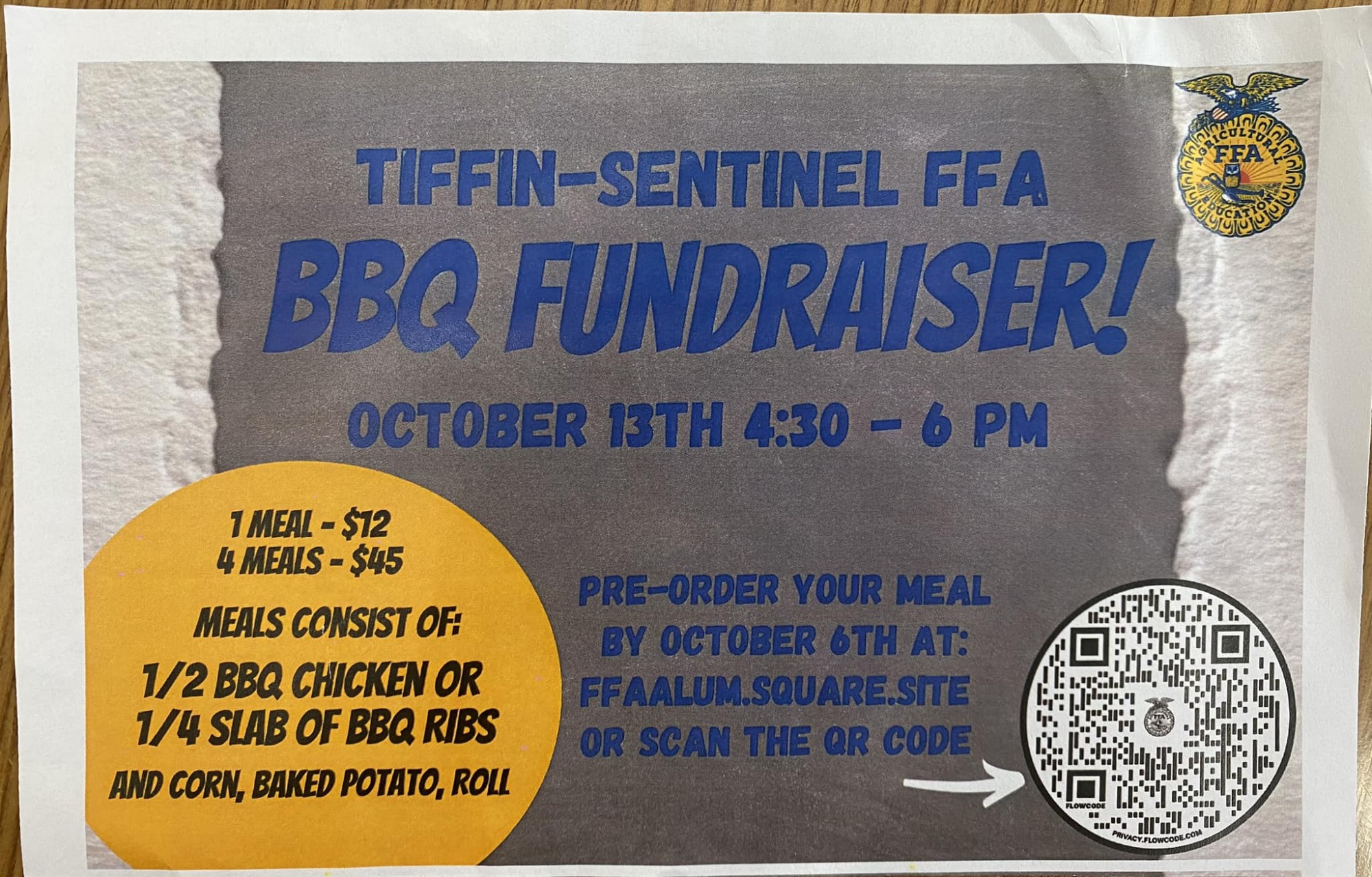 Tiffin-Sentinel FFA BBQ Fundraiser