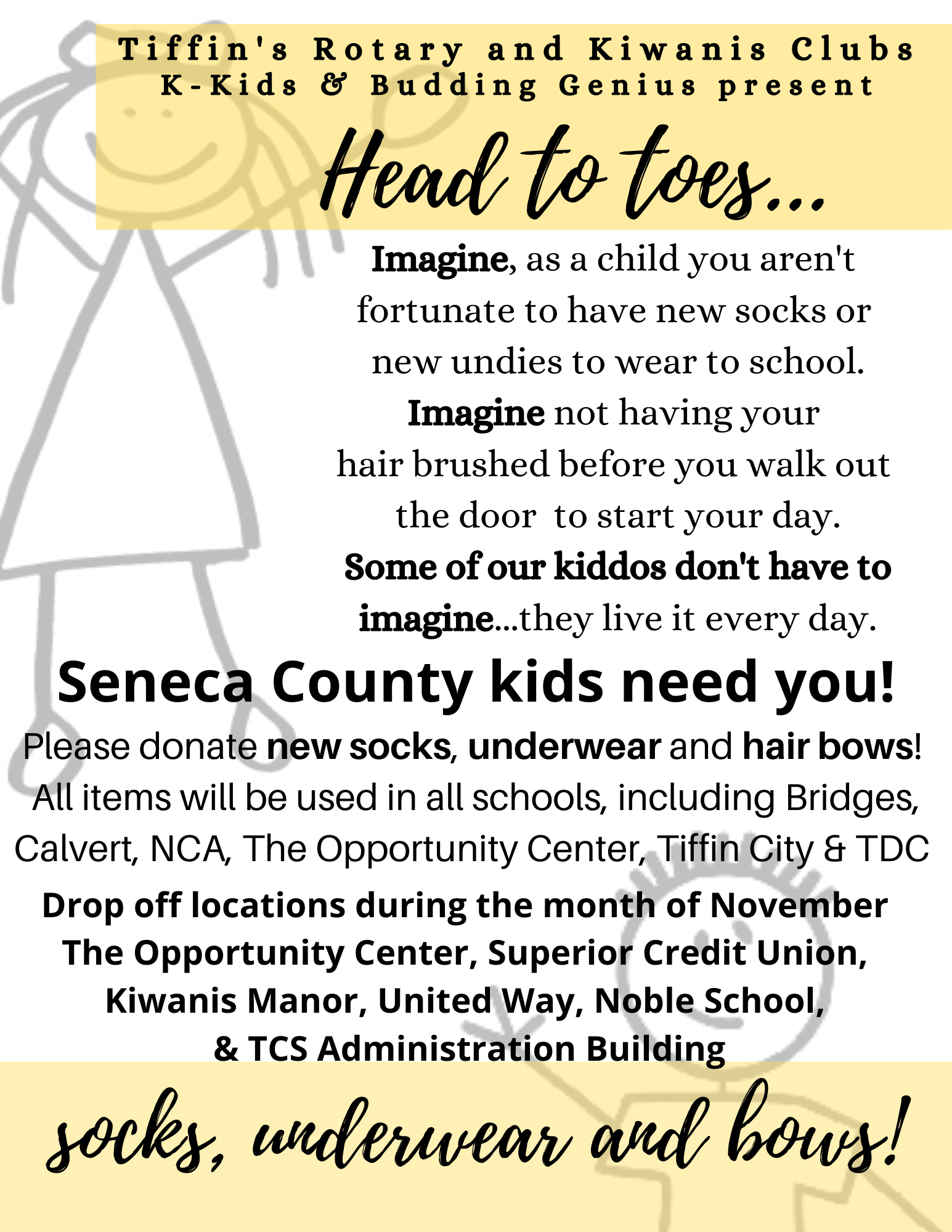 Tiffin's Rotary and Kiwanis Clubs K-Kids & Budding Genius  Present Head to Toes
