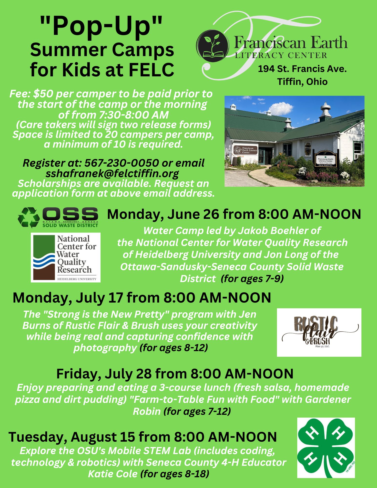 "Pop Up" Summer Camps at the Franciscan Earth Literacy Center
