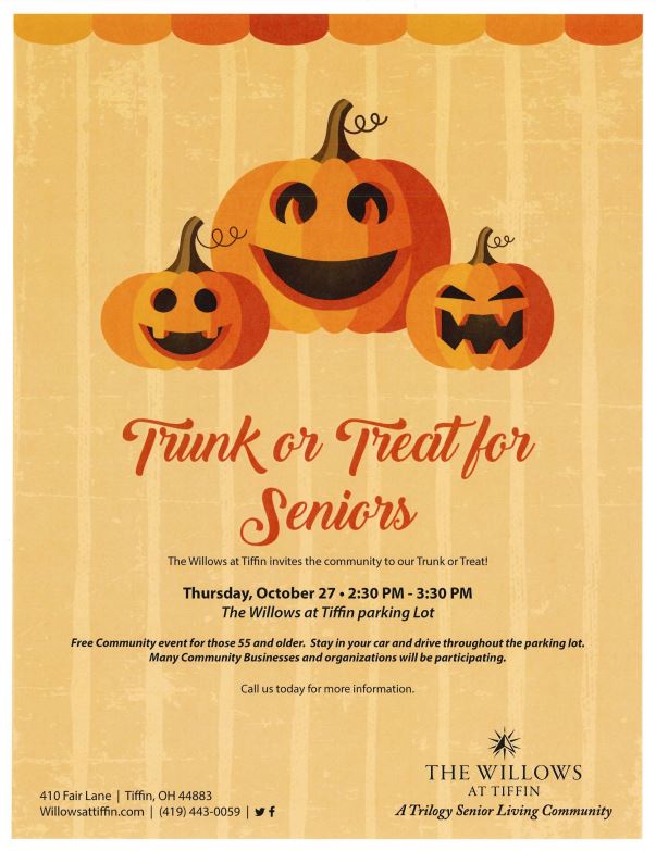 The Willows at Tiffin will host a Trunk or Treat Event for Seniors