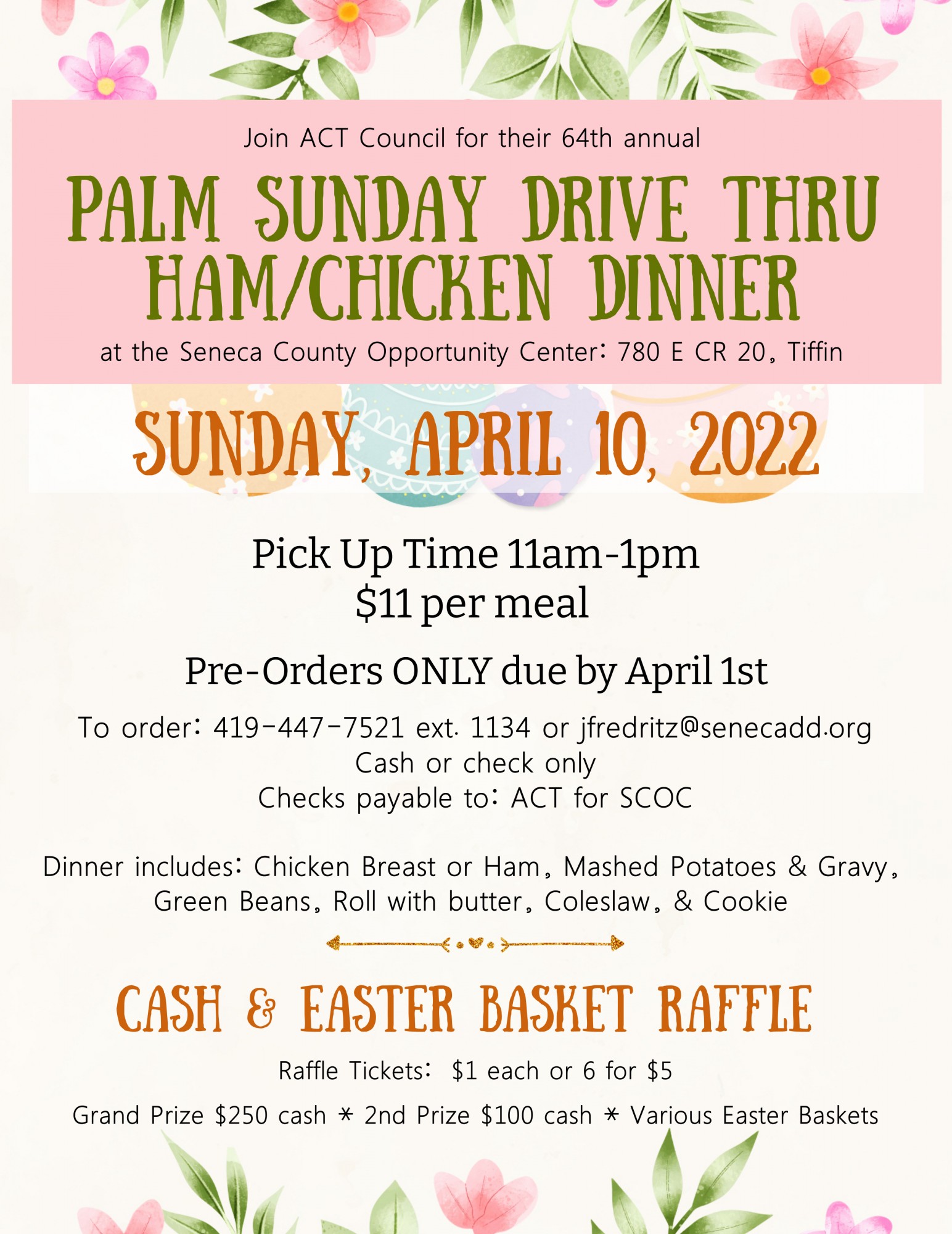 64th Annual Palm Sunday Dinner at the Seneca County Opportunity Center