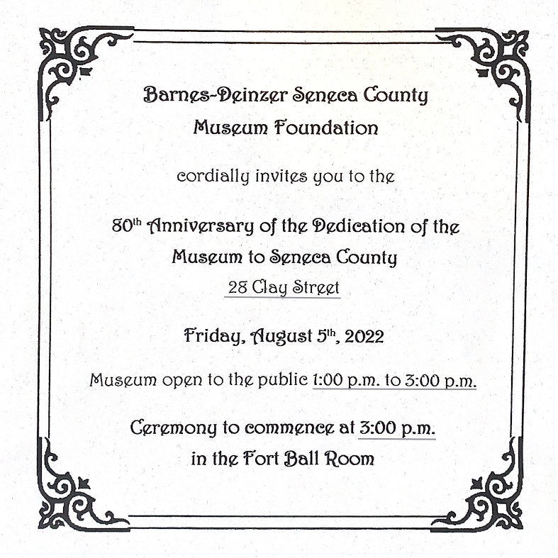 80th Anniversary Dedication of the Seneca County Museum