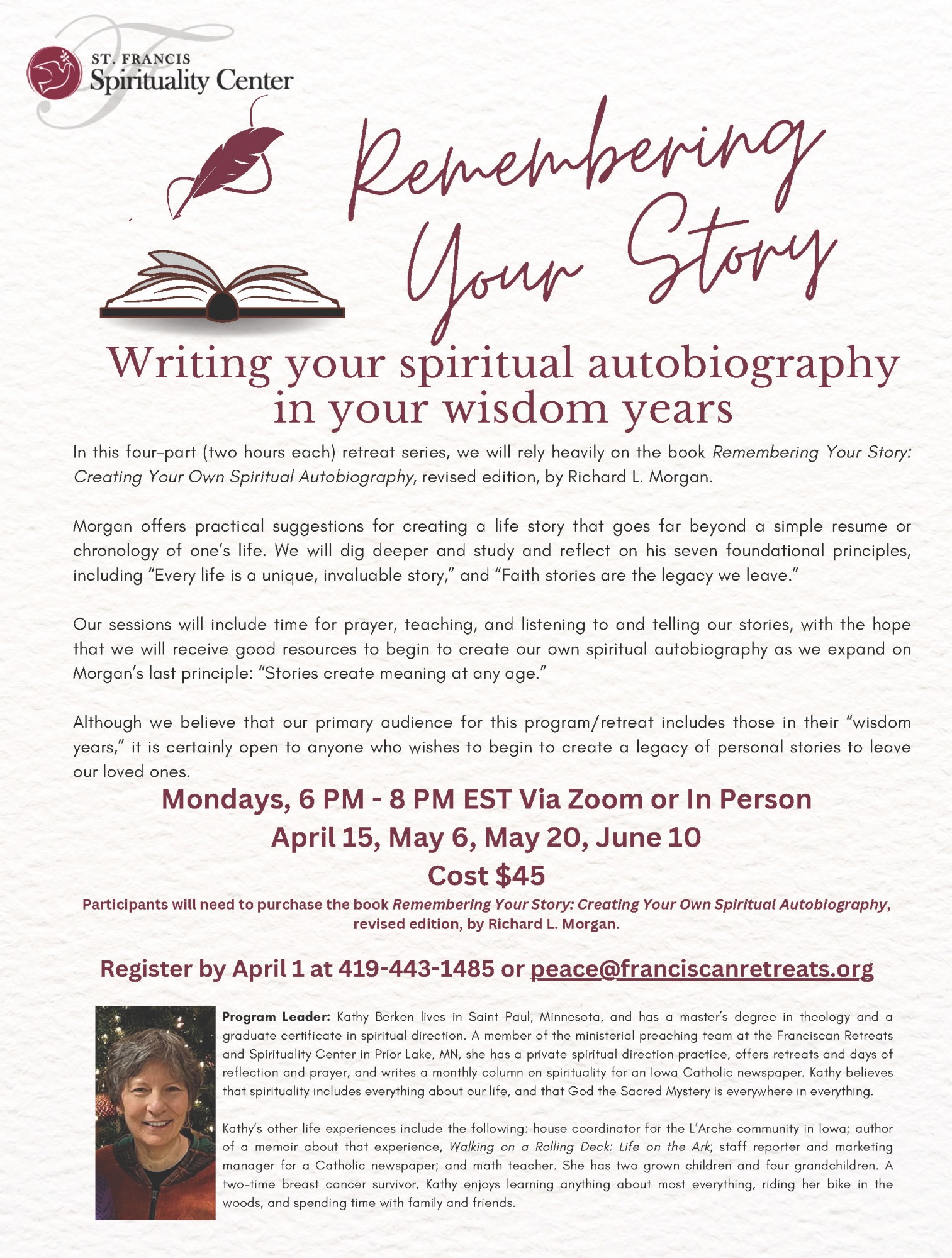Remembering Your Story: Writing your spiritual autobiography in your wisdom years